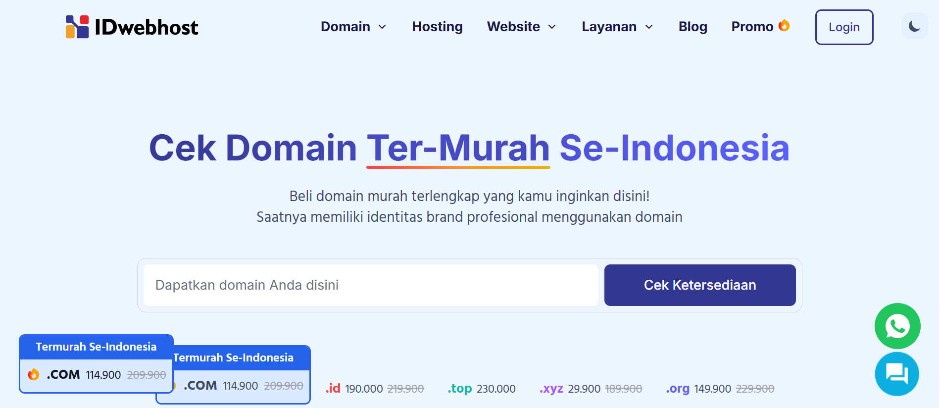 Domain Termurah Se-Indonesia Hanya di IDwebhost
